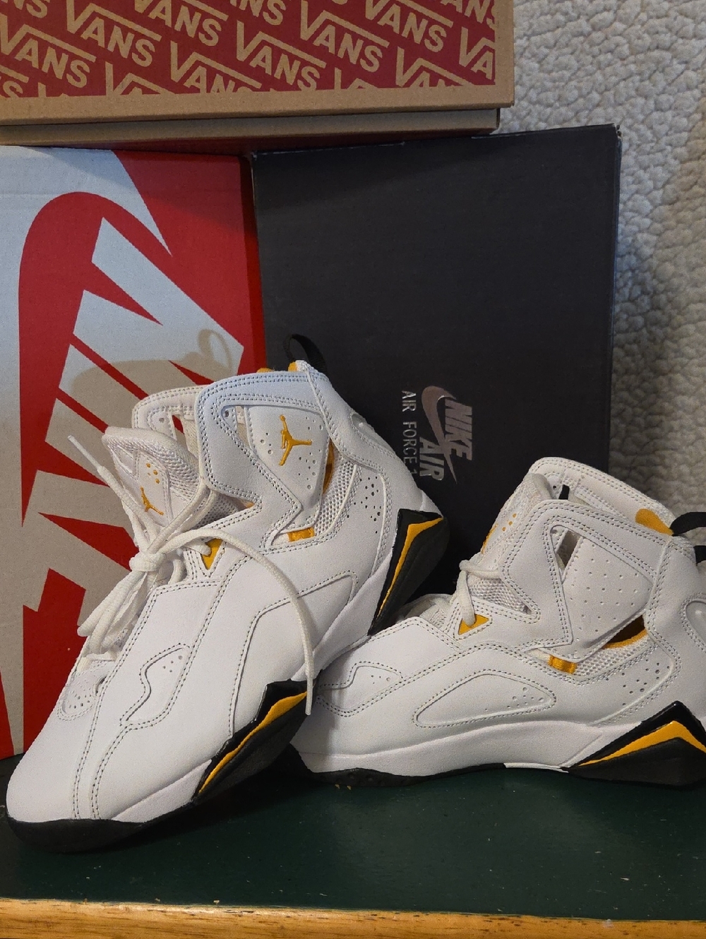 Jordan Kids White High-Top Sneakers with Yellow Accents